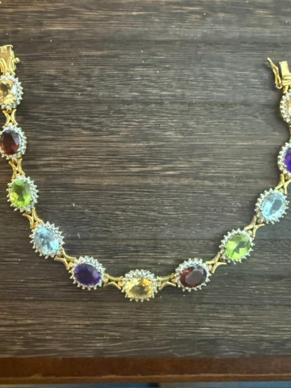 Helzberg Multi-Gemstone Halo Tennis Bracelet 925 Silver 7.5"